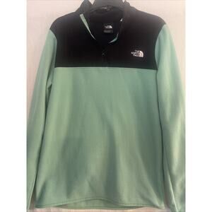 Women's The North Face Mint Blue Black Lightweight Fleece Pullover Sz SM